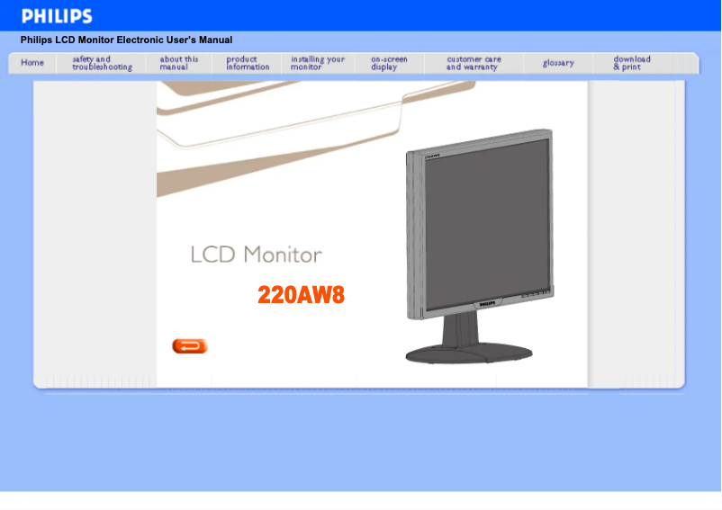Imagen de la primera página del manual del dispositivo 220AW8FS