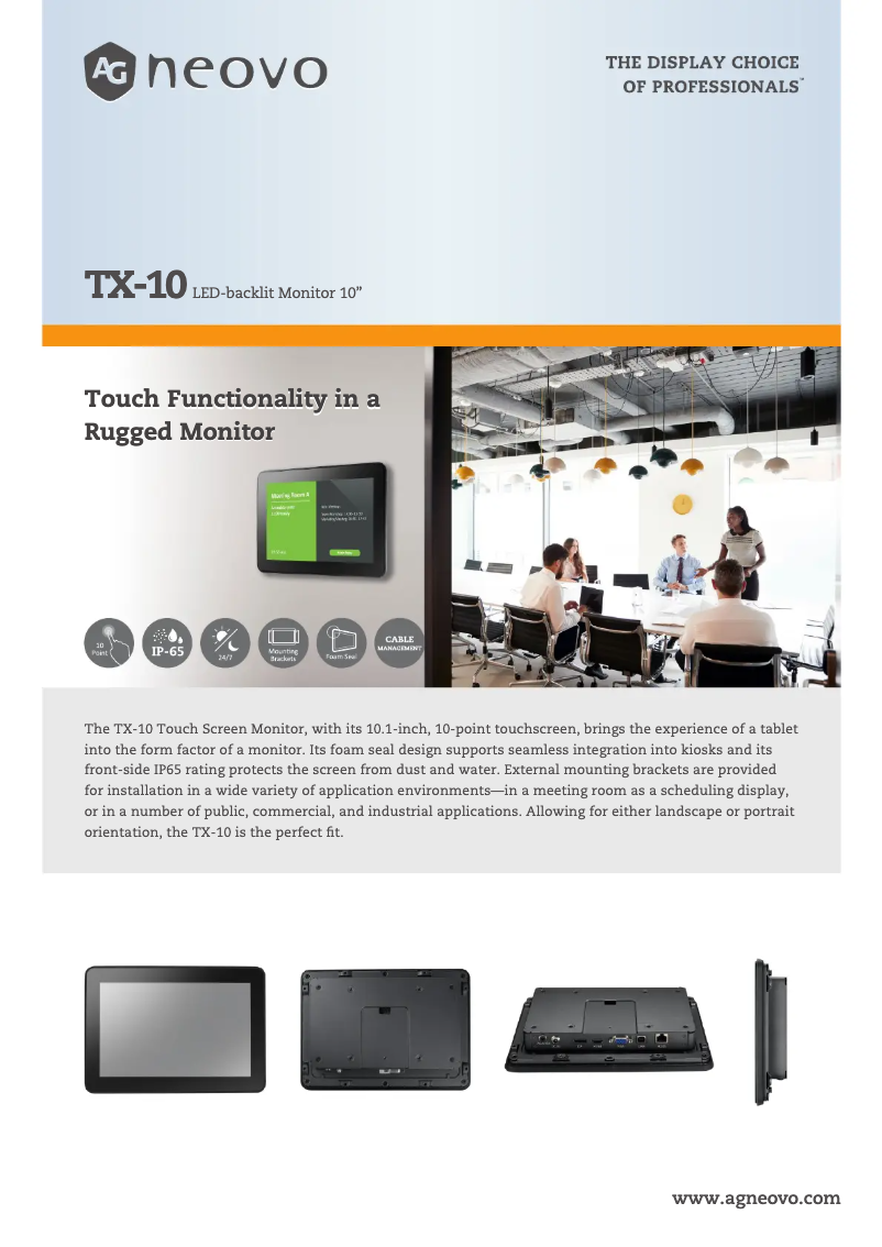 Página 1 del manual Ficha técnica AG Neovo TX-10