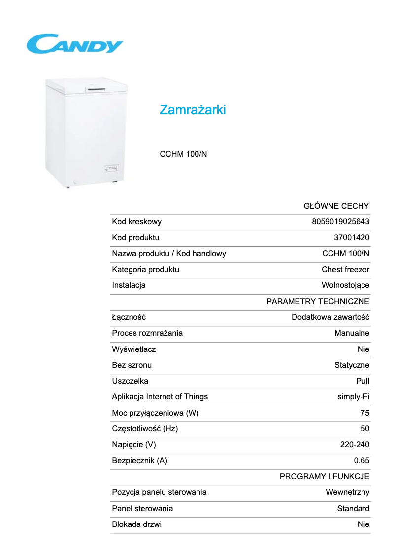 Imagen de la primera página del manual del dispositivo CCHM 100/N