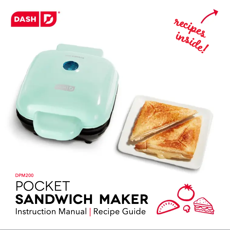 Imagen de la primera página del manual del dispositivo Pocket Sandwich Maker DPM200GBAQ06