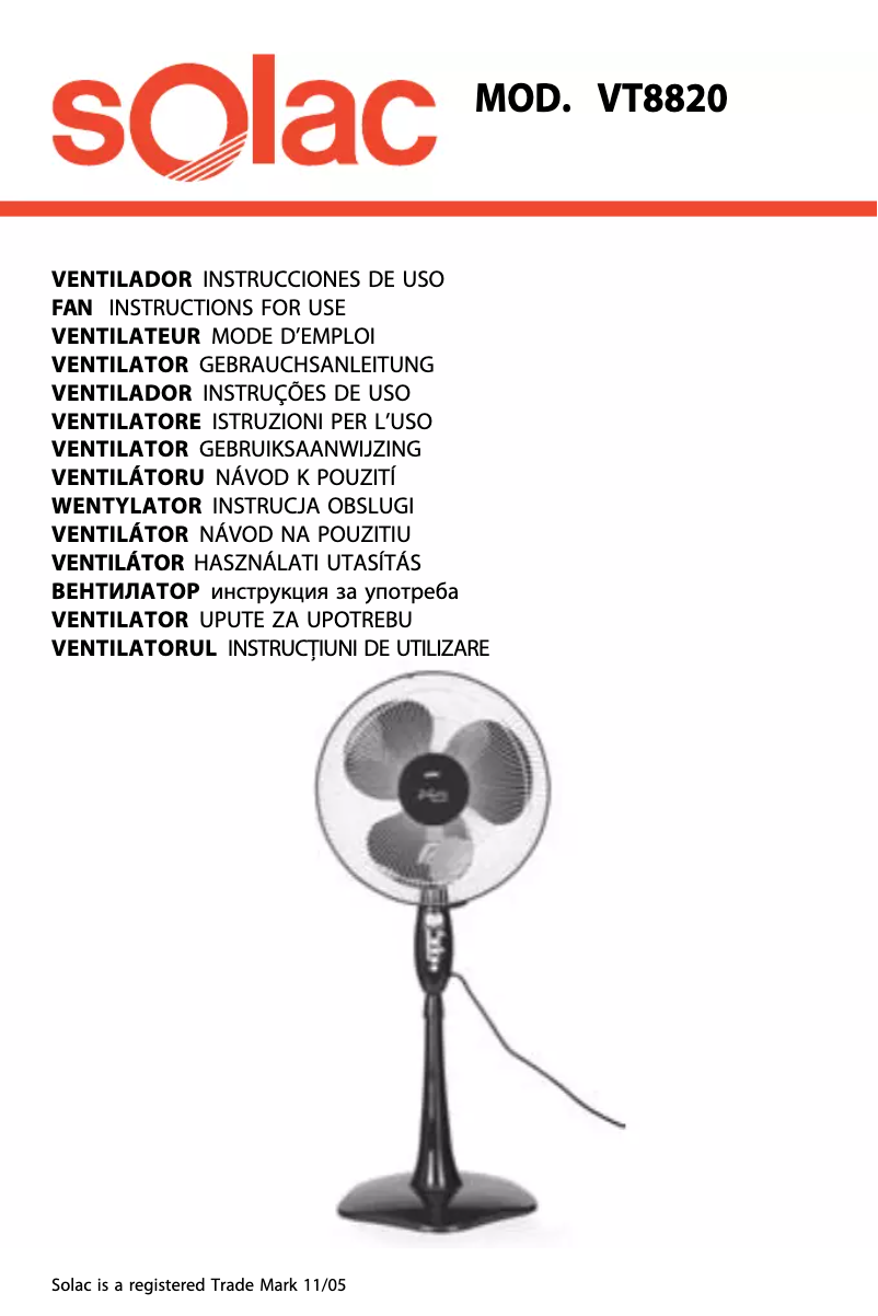 Página 1 del manual Manual de usuario Solac VT8820