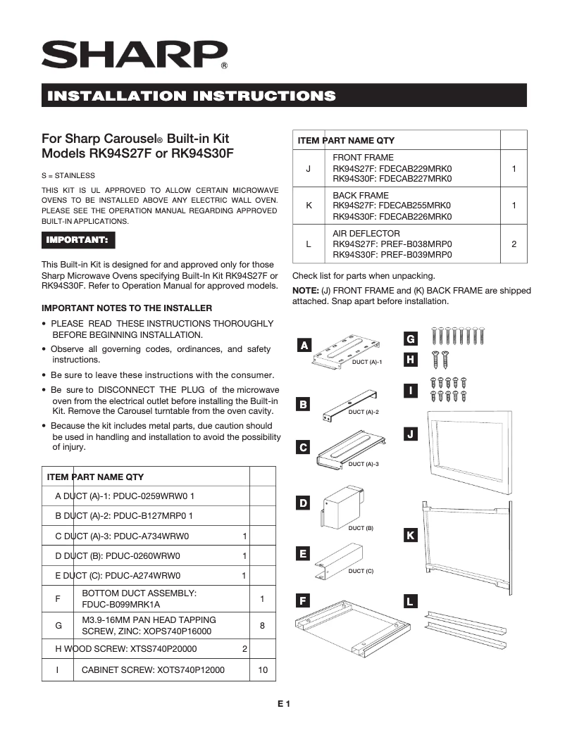 Imagen de la primera página del manual del dispositivo RK94S30F