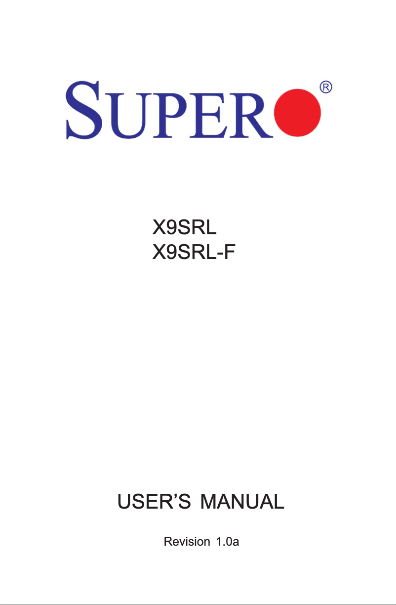Imagen de la primera página del manual del dispositivo X9SRL-F-O Retail