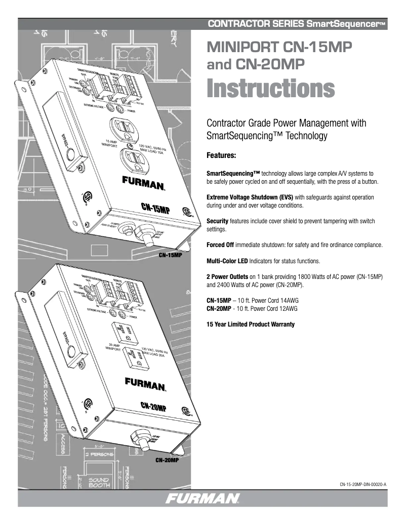 Página 1 del manual Manual de usuario Furman SmartSequencers CN-20MP