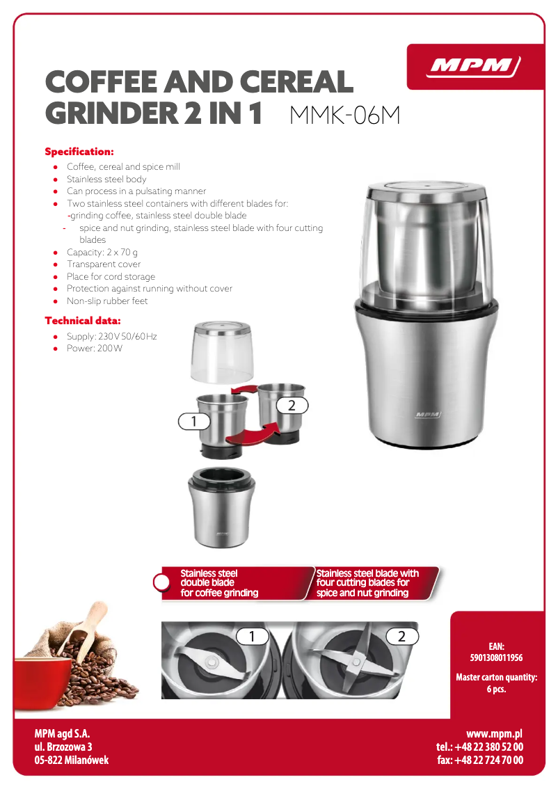 Página 1 del manual Ficha técnica MPM MMK-06M