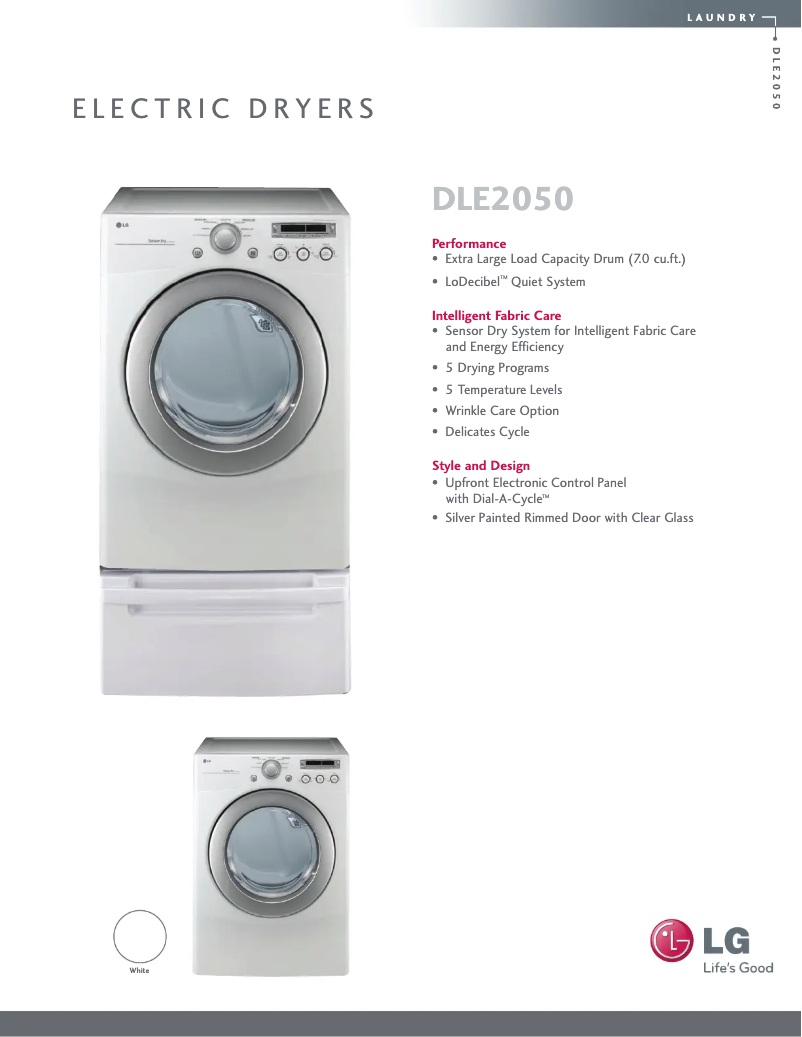 Página 1 del manual Ficha técnica LG DLE2050W