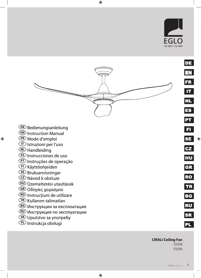 Página 1 del manual Manual de usuario Eglo Cirali 52