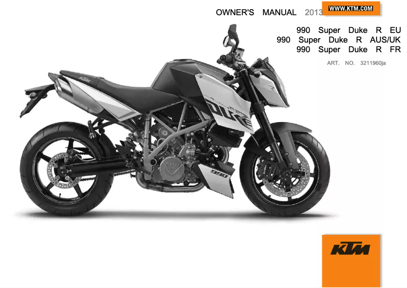 Imagen de la primera página del manual del dispositivo 990 Super Duke R (2013)