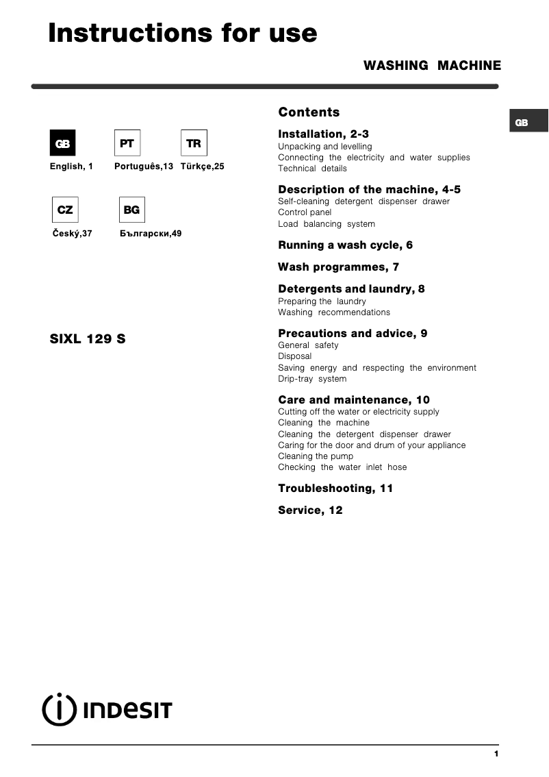 Imagen de la primera página del manual del dispositivo SIXL 129
