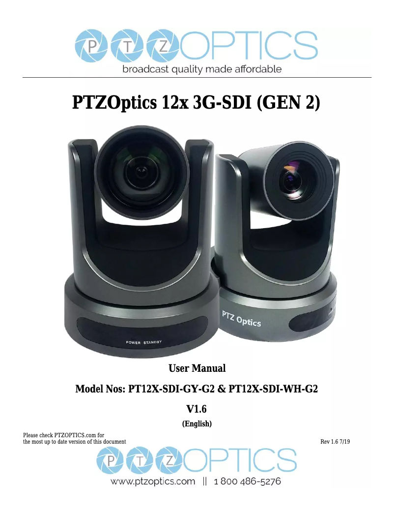 Imagen de la primera página del manual del dispositivo 12x-SDI Gen2