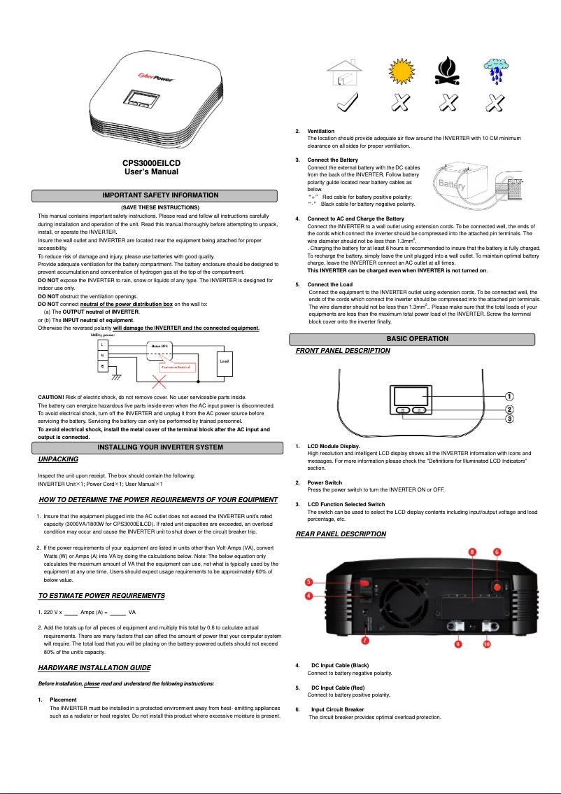 Imagen de la primera página del manual del dispositivo CPS3000EILCD