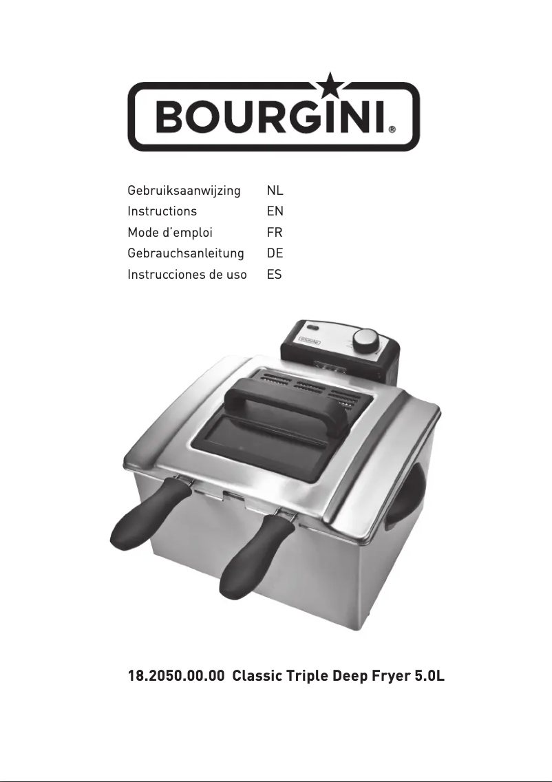Página 1 del manual Manual de usuario Bourgini Triple Deep Fryer 5.0L 18.2050.00.00