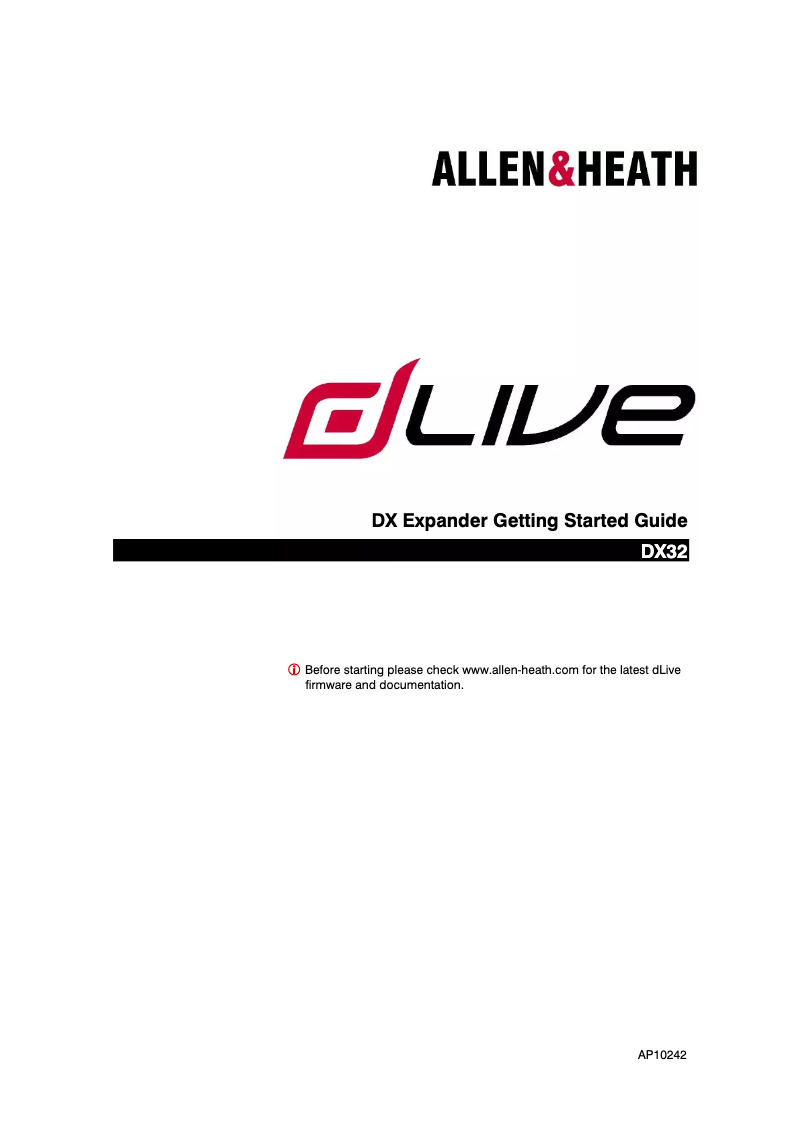 Imagen de la primera página del manual del dispositivo dLive DX32