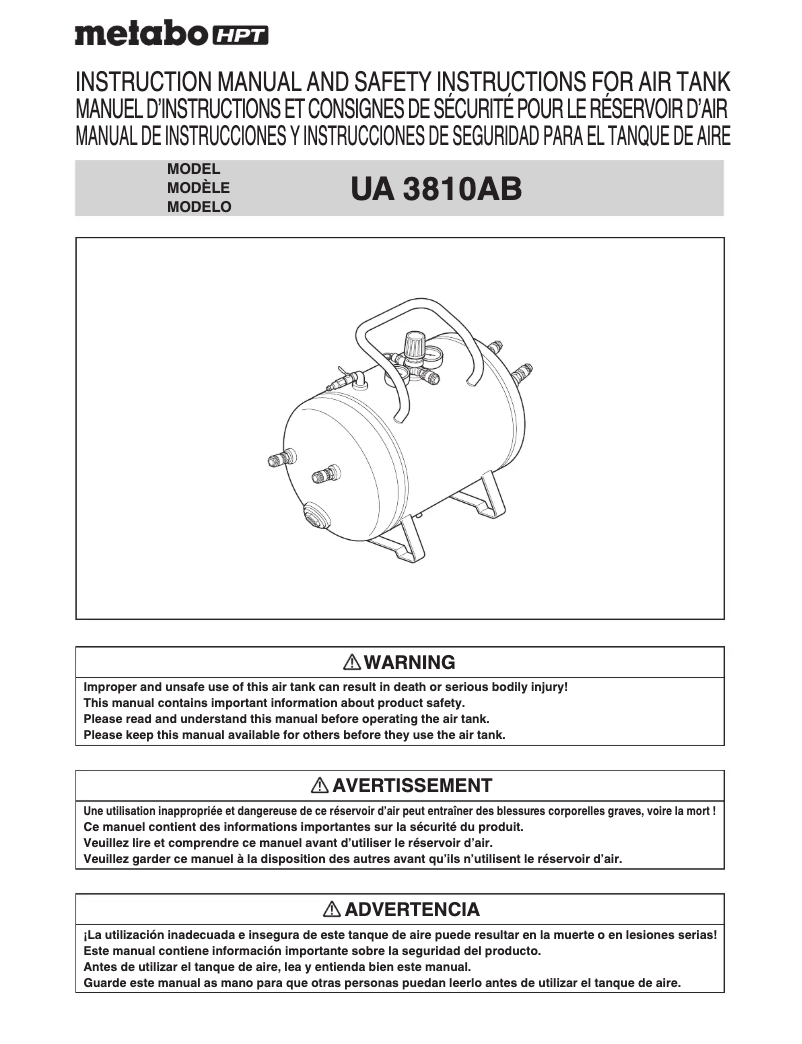Página 1 del manual Manual de usuario HiKOKI UA3810AB