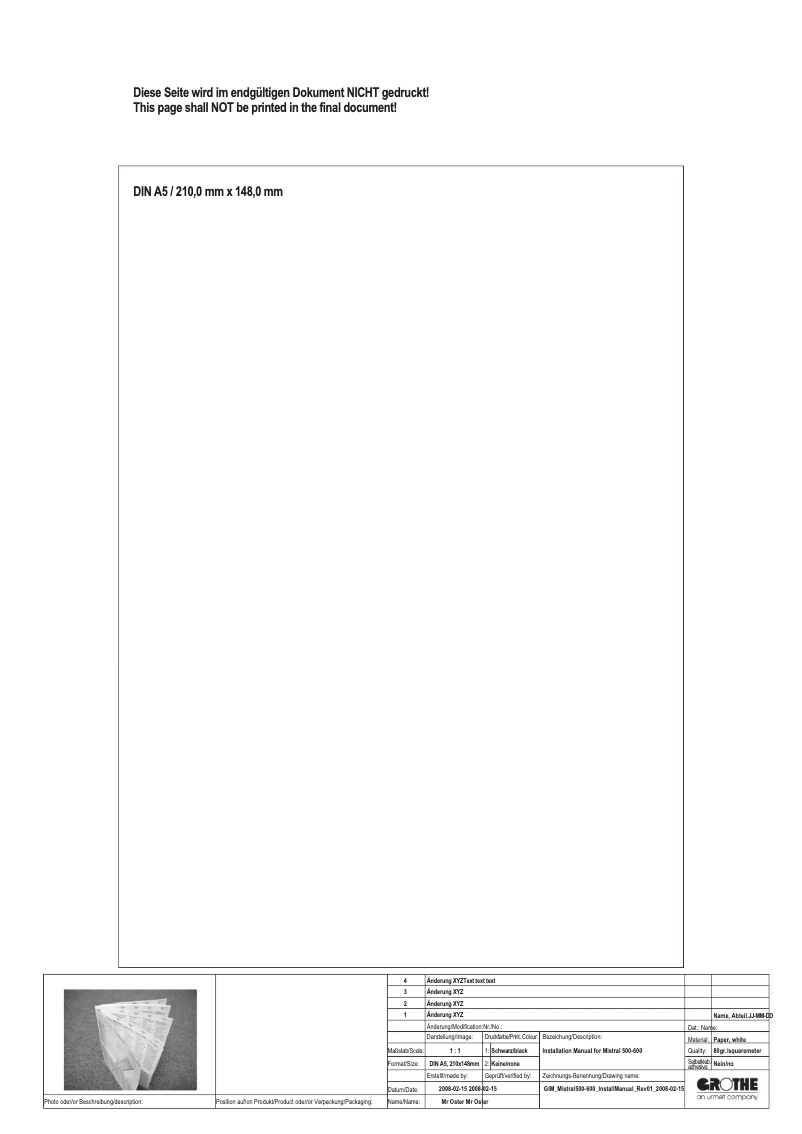 Imagen de la primera página del manual del dispositivo Mistral 600