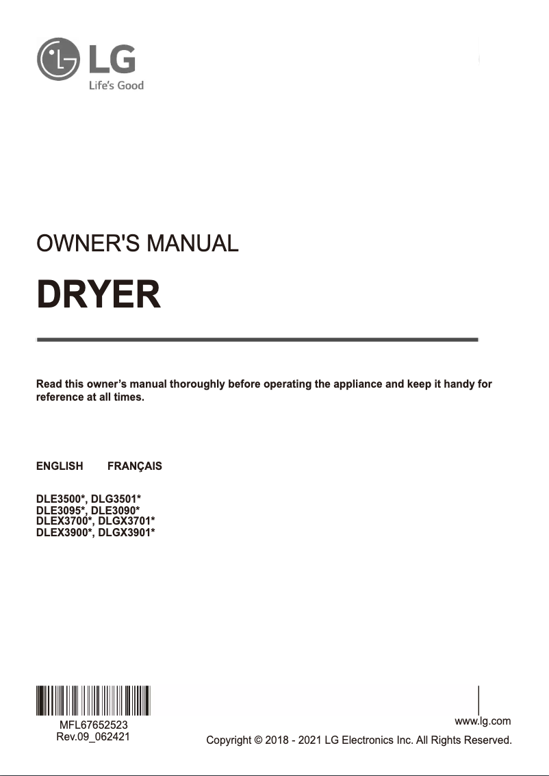 Imagen de la primera página del manual del dispositivo DLE3500W