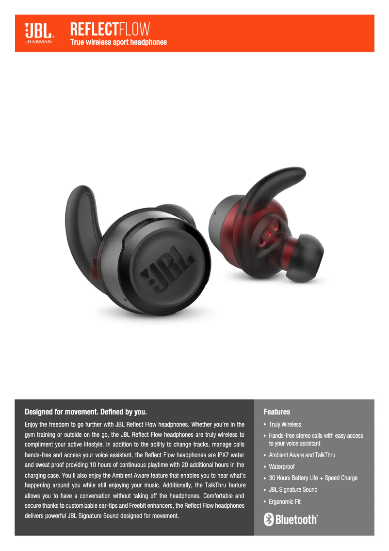 Página nº 1 - Ficha técnica JBL Reflect Flow