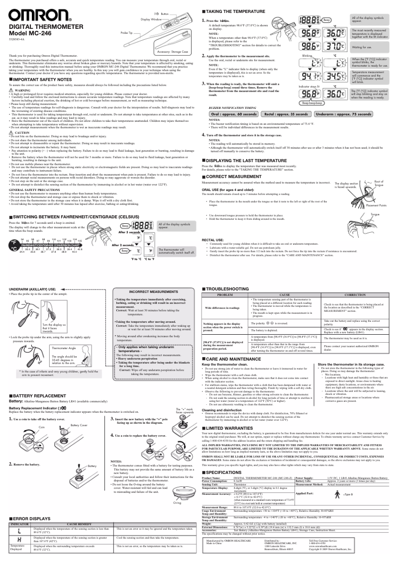 Página 1 del manual Manual de usuario Omron MC-246