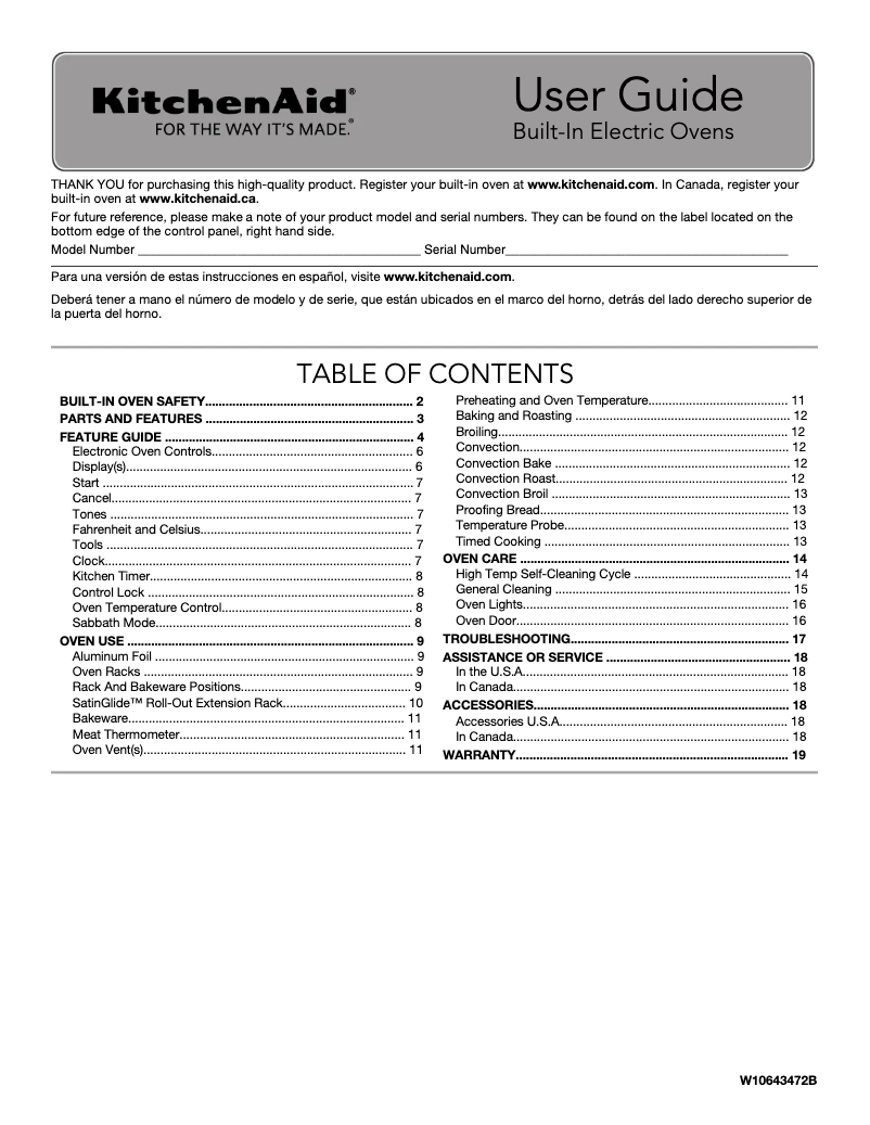 Página 1 del manual Manual de uso y mantenimiento KitchenAid KOCE507EBL
