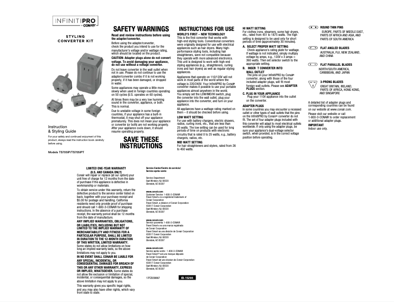 Imagen de la primera página del manual del dispositivo TS705IP