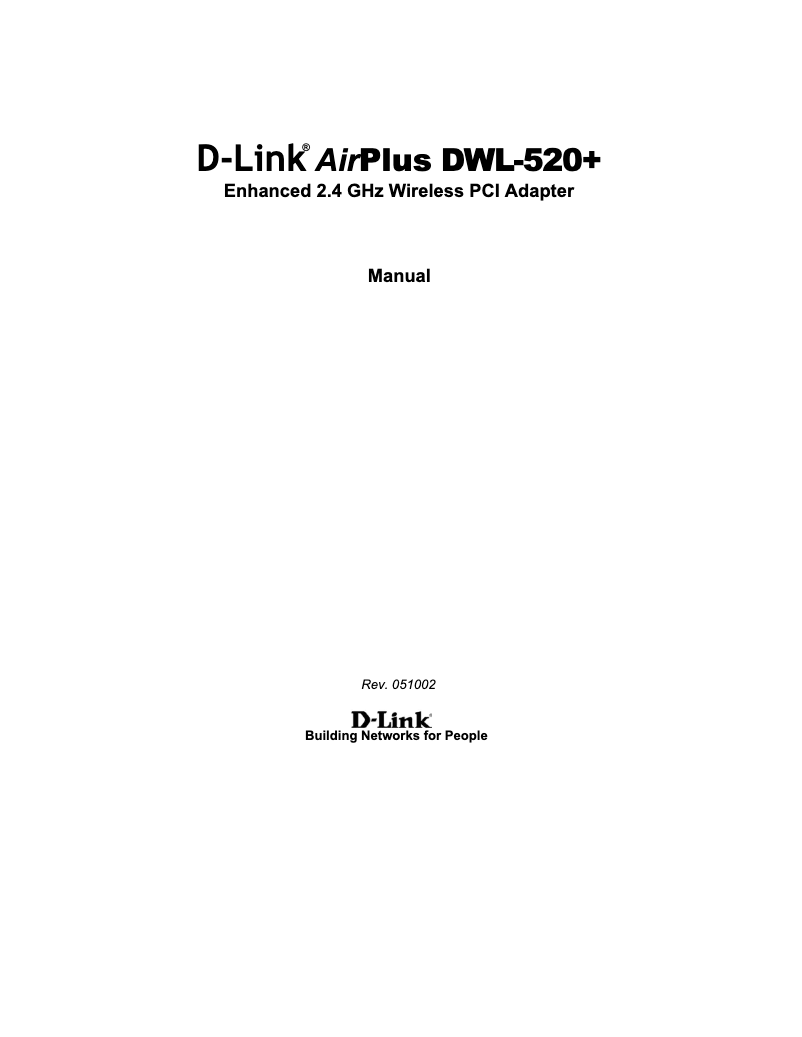 Imagen de la primera página del manual del dispositivo AirPlus DWL-520+