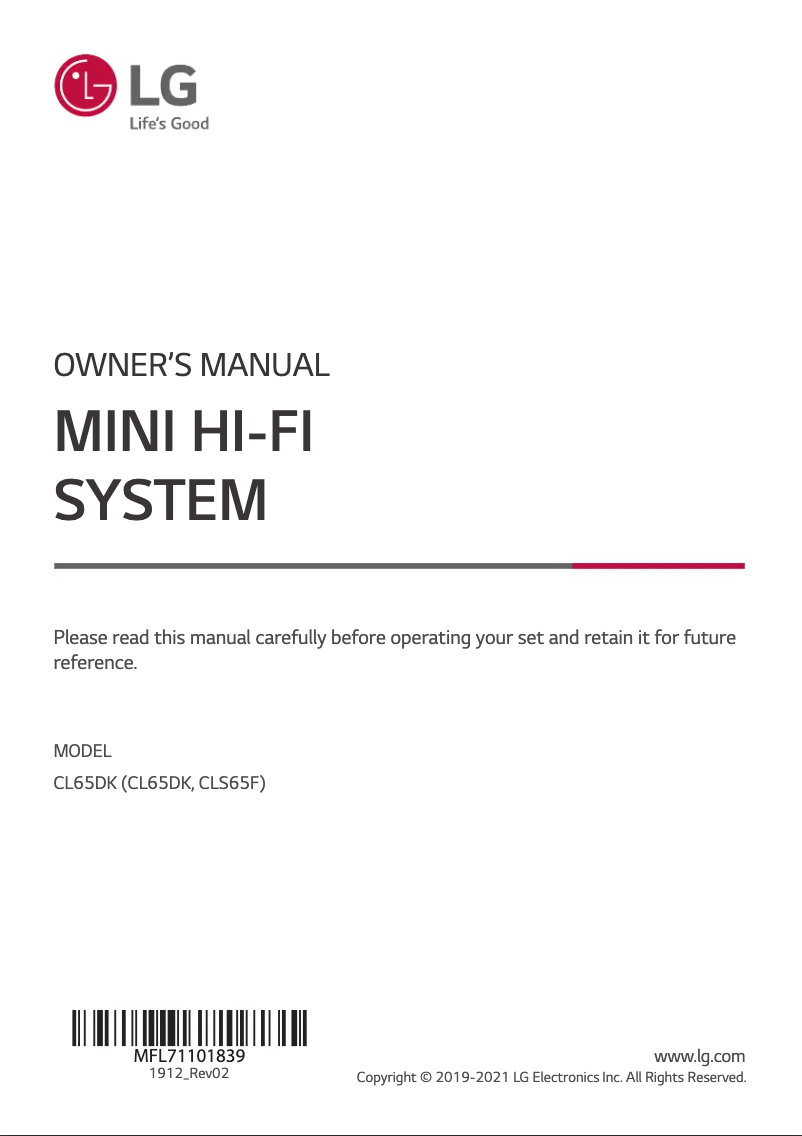 Imagen de la primera página del manual del dispositivo CL65DK