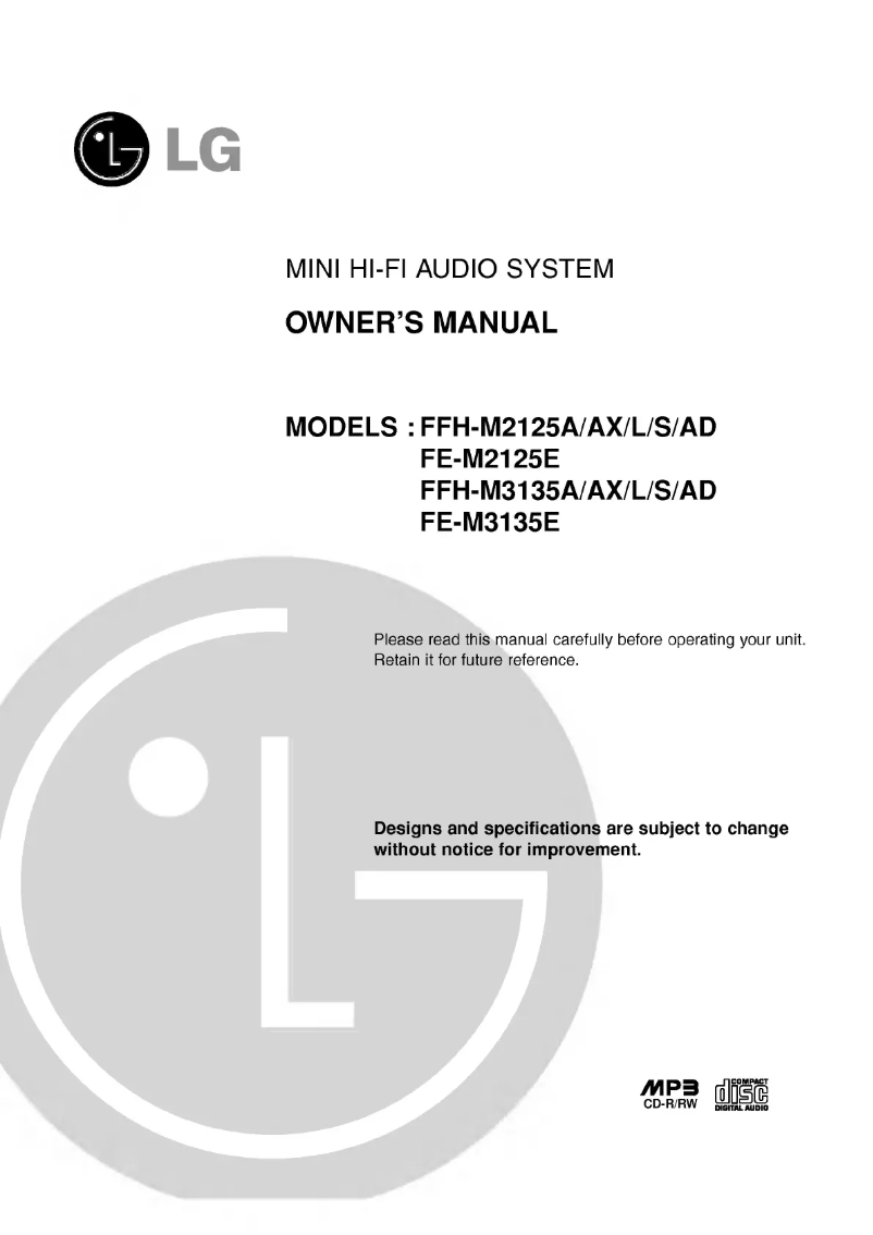 Página nº 1 - Manual de usuario LG FFH-M3135A