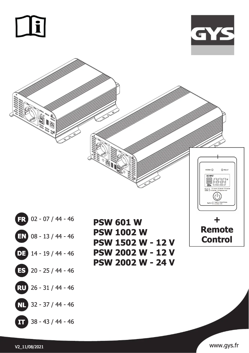 Página 1 del manual Manual de usuario GYS PSW 2002 W