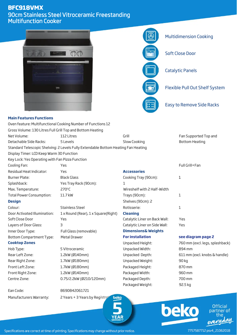 Página 1 del manual Manual de usuario Beko BFC918VMX