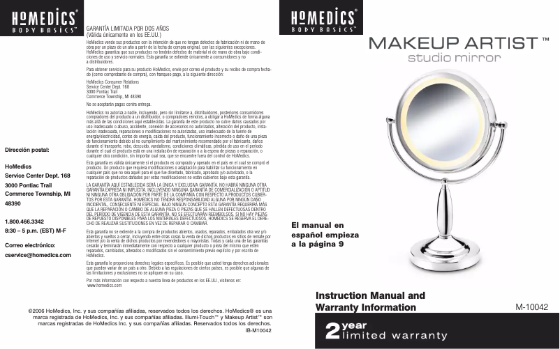 Página nº 1 - Manual de usuario Homedics M-10042