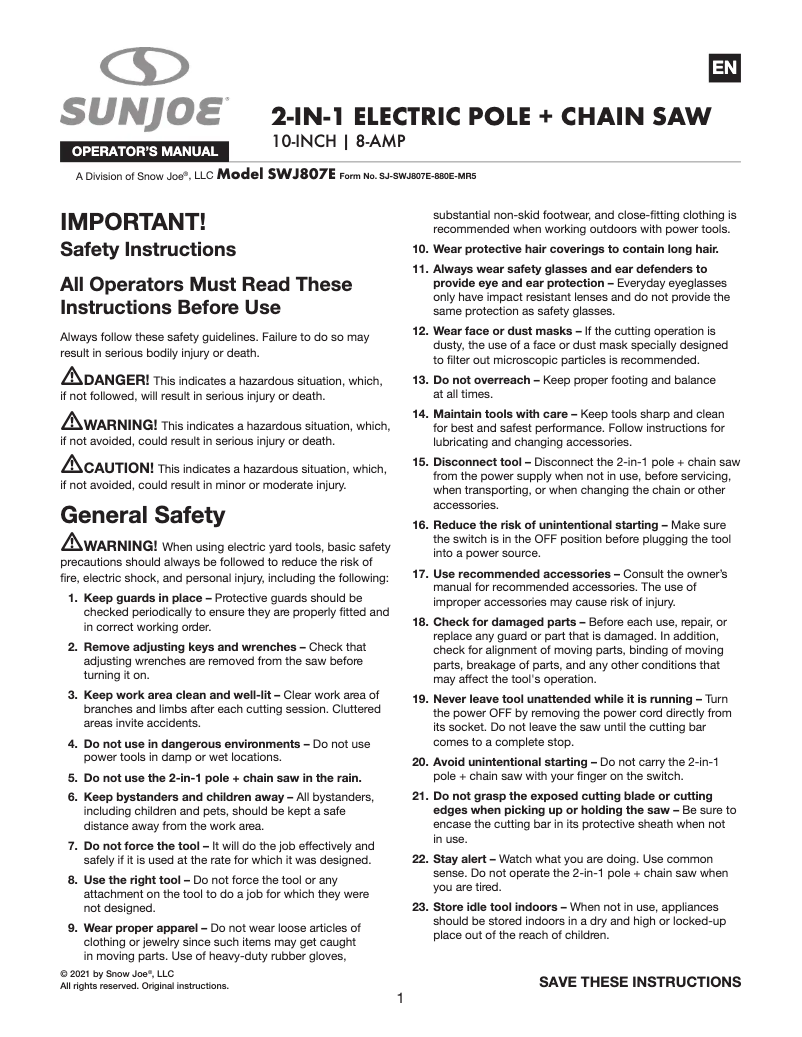 Imagen de la primera página del manual del dispositivo SWJ807E