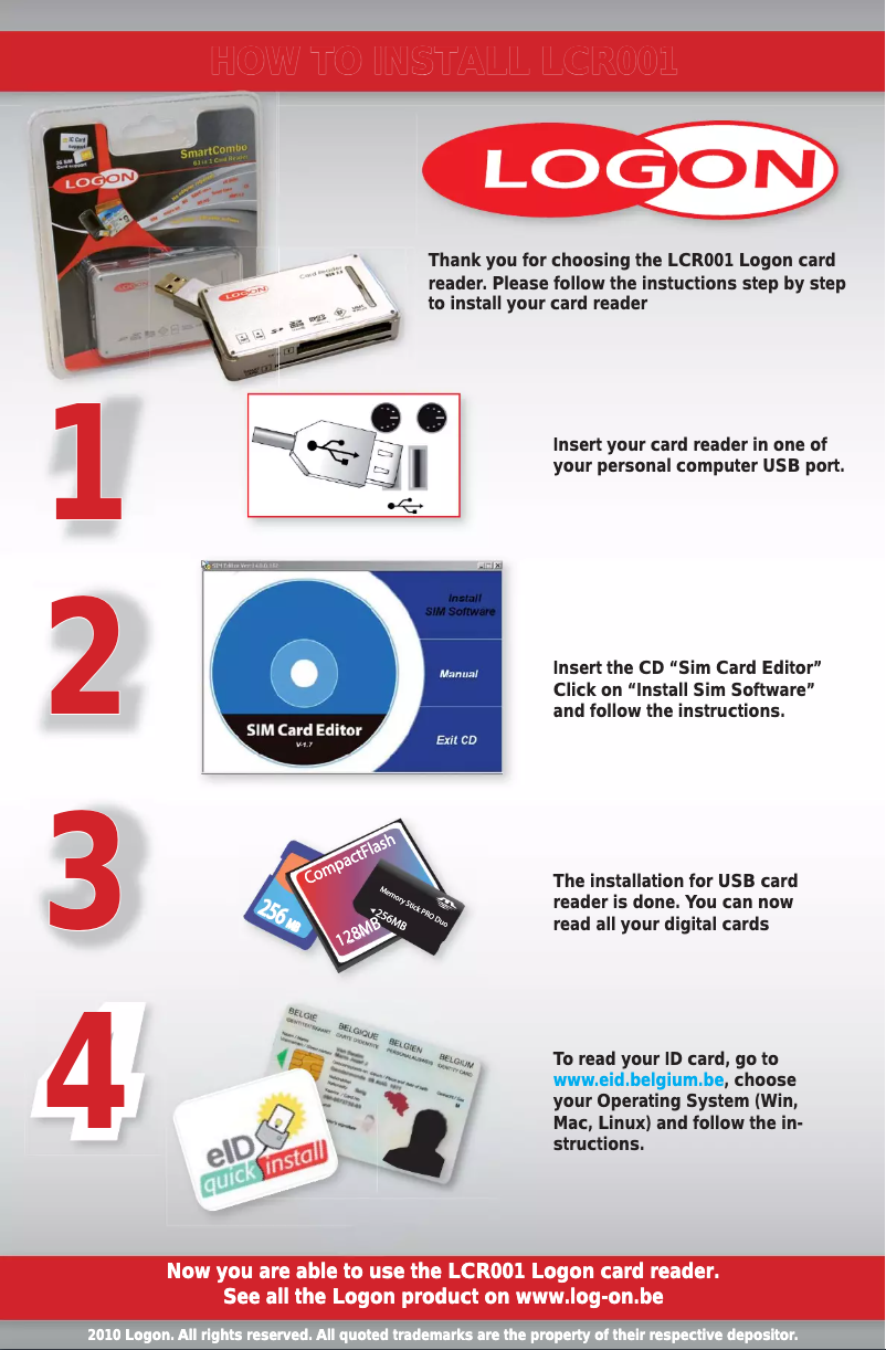 Página nº 1 - Manual de usuario Logon LCR001