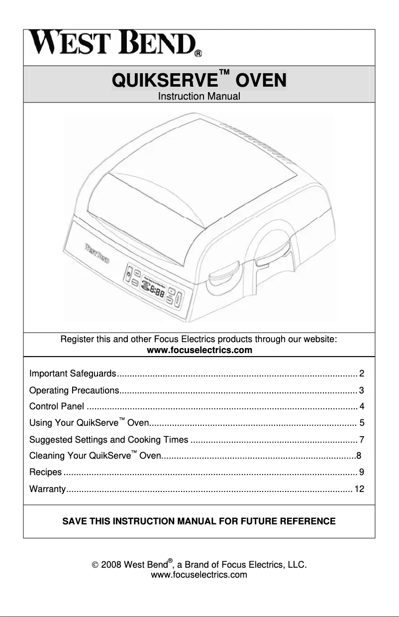 Imagen de la primera página del manual del dispositivo QuikServe 76026