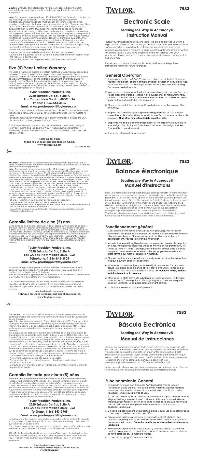 Imagen de la primera página del manual del dispositivo 7583