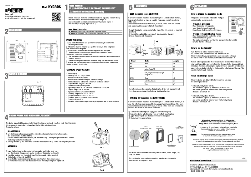 Página 1 del manual Manual de usuario Vemer Hygros