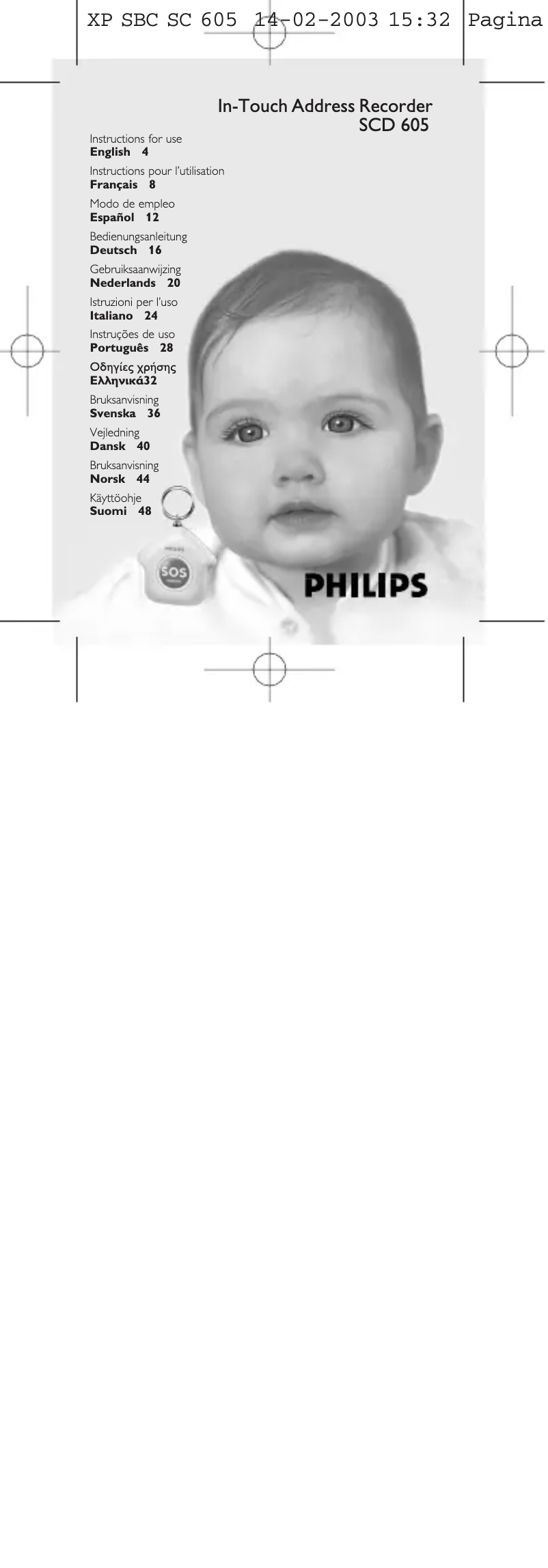 Imagen de la primera página del manual del dispositivo SCD605