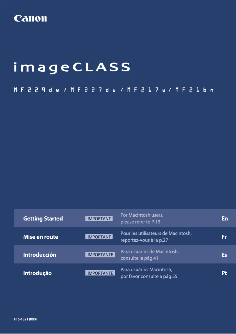 Imagen de la primera página del manual del dispositivo imageCLASS MF227dw