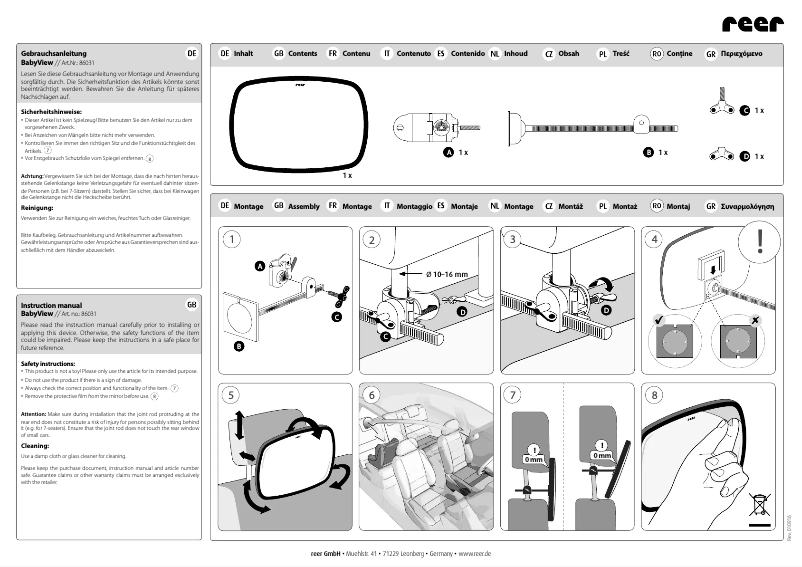 Imagen de la primera página del manual del dispositivo BabyView 86031