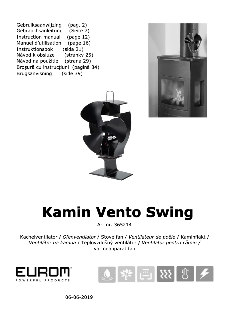 Imagen de la primera página del manual del dispositivo Kamin Vento Swing