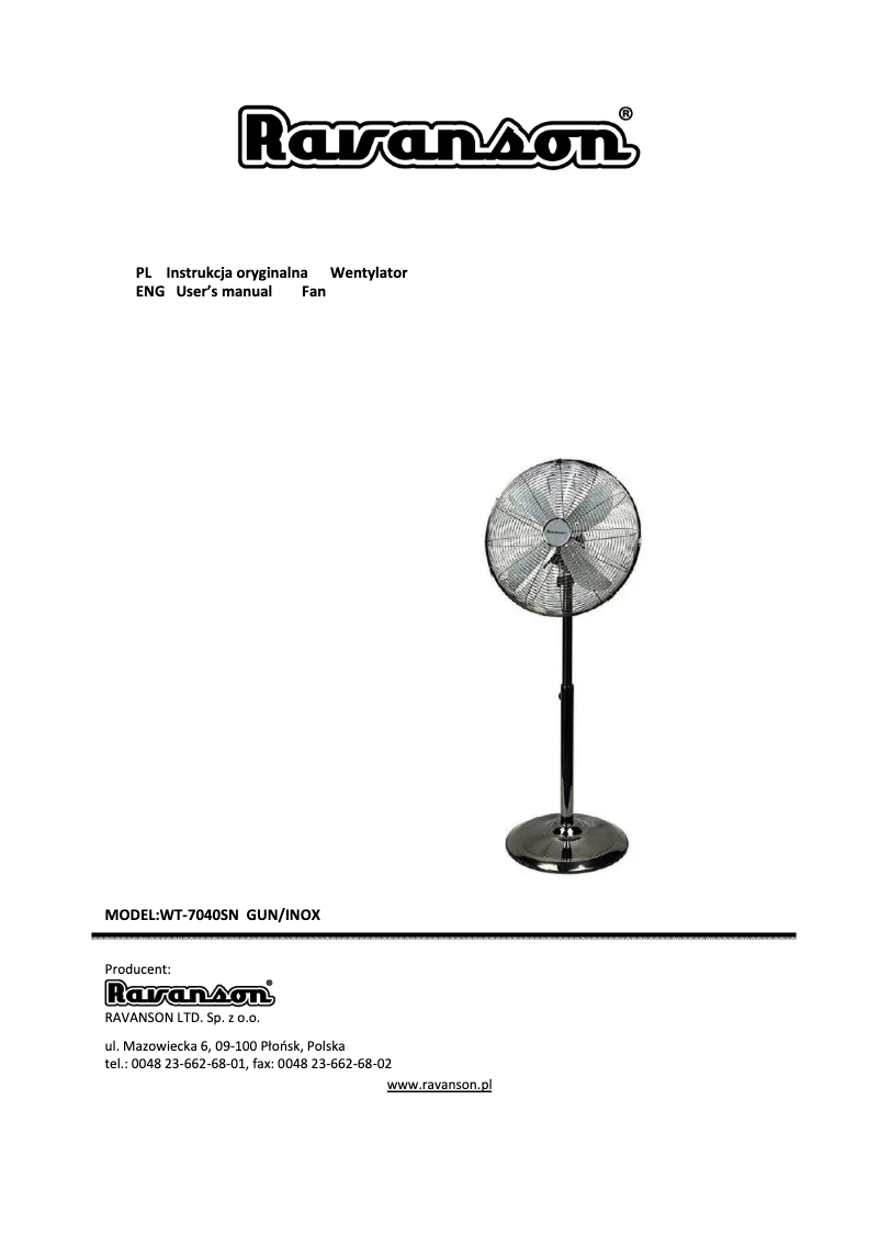 Página 1 del manual Manual de usuario Ravanson WT-7040S