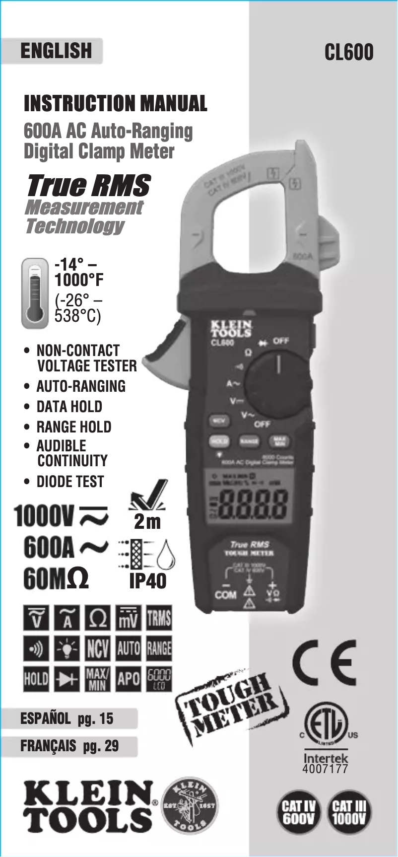 Imagen de la primera página del manual del dispositivo CL600