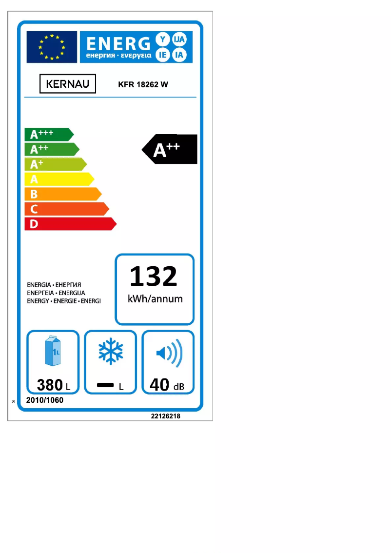 Página 1 del manual Etiqueta energética Kernau KFR 18262 W