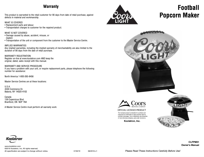 Imagen de la primera página del manual del dispositivo CLFPM01