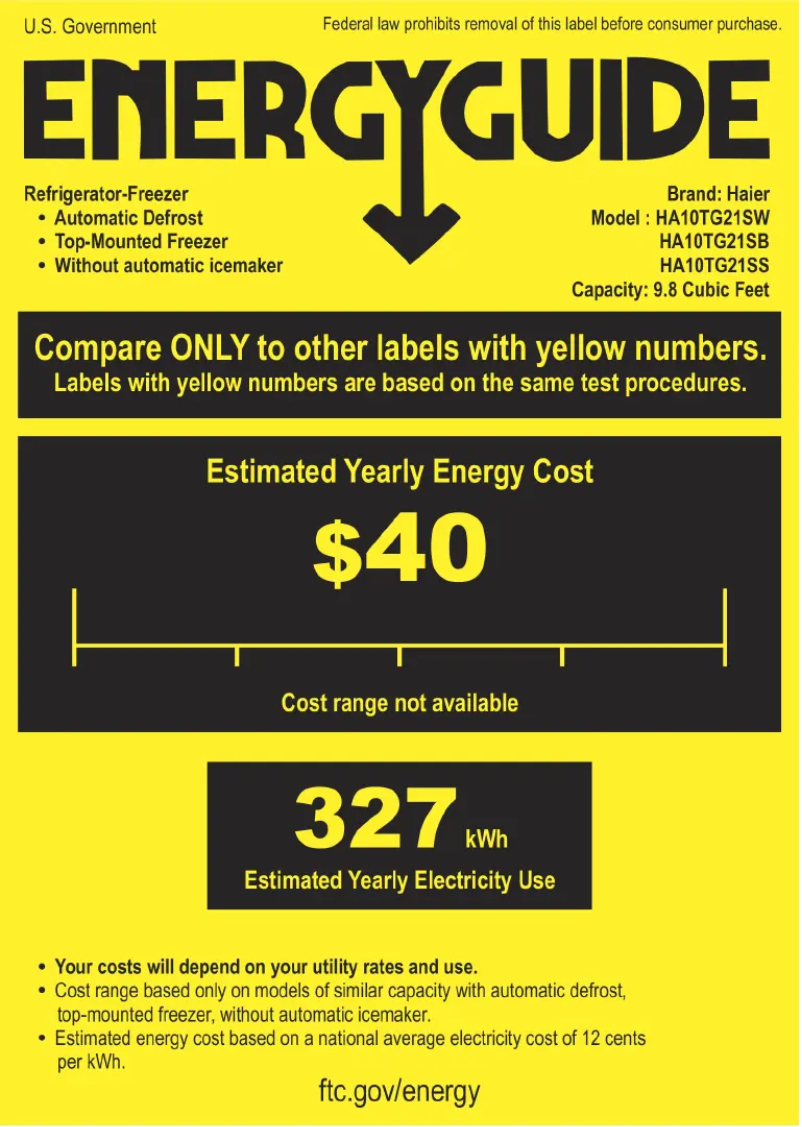 Página 1 del manual Etiqueta energética Haier HA10TG21SB