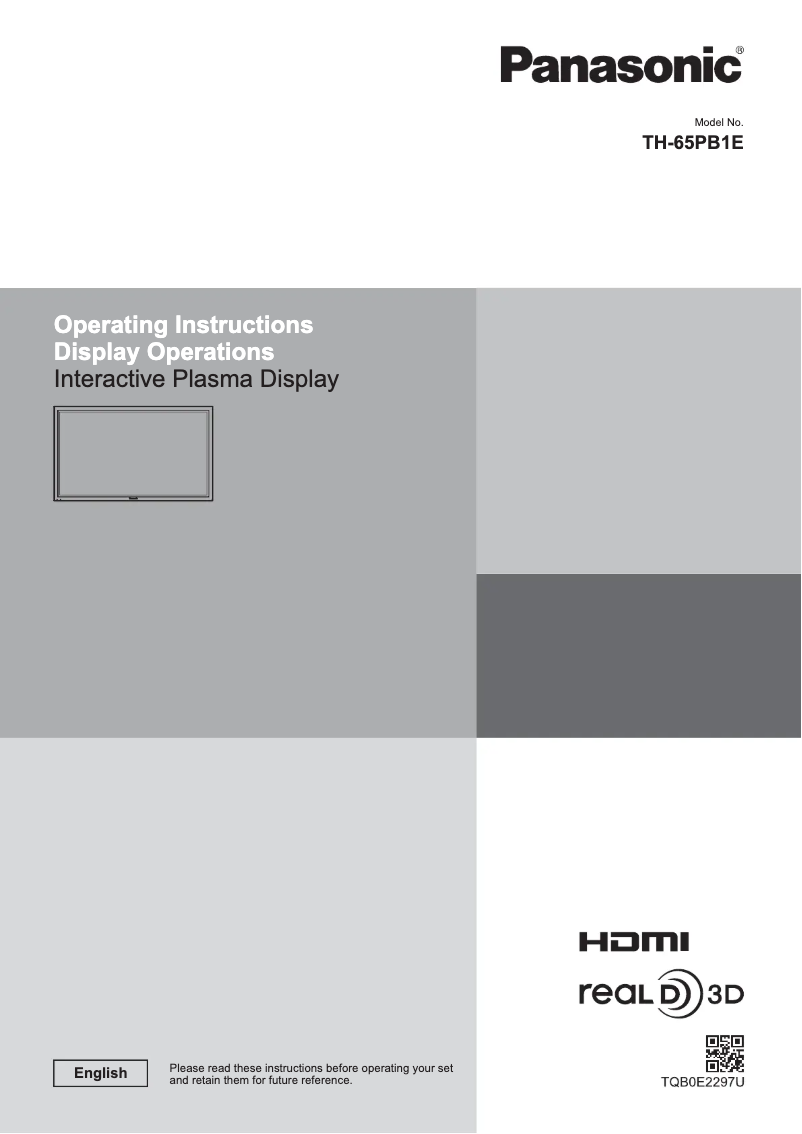Página 1 del manual Manual de usuario Panasonic TH-65PB1