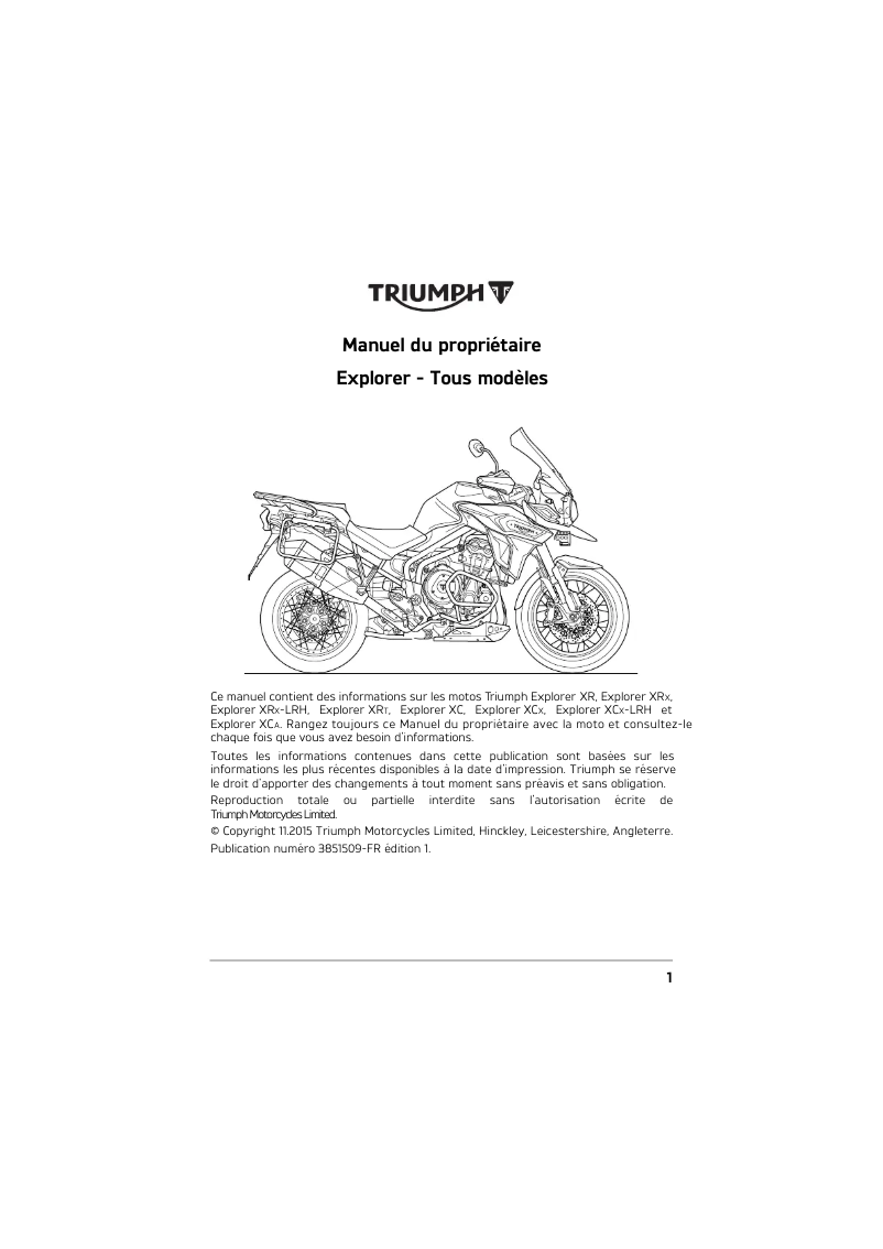 Página 1 del manual Manual de usuario Triumph Explorer XRT (2018)