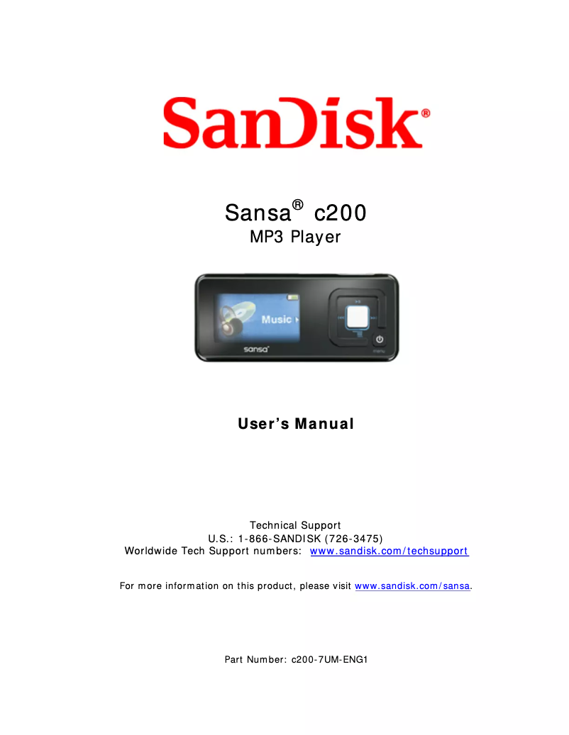 Página 1 del manual Manual de usuario Sandisk Sansa c200