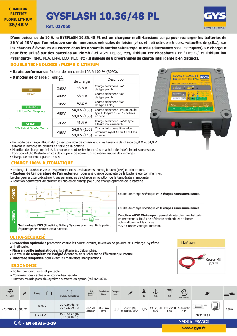 Imagen de la primera página del manual del dispositivo Gysflash 10.36/48 PL