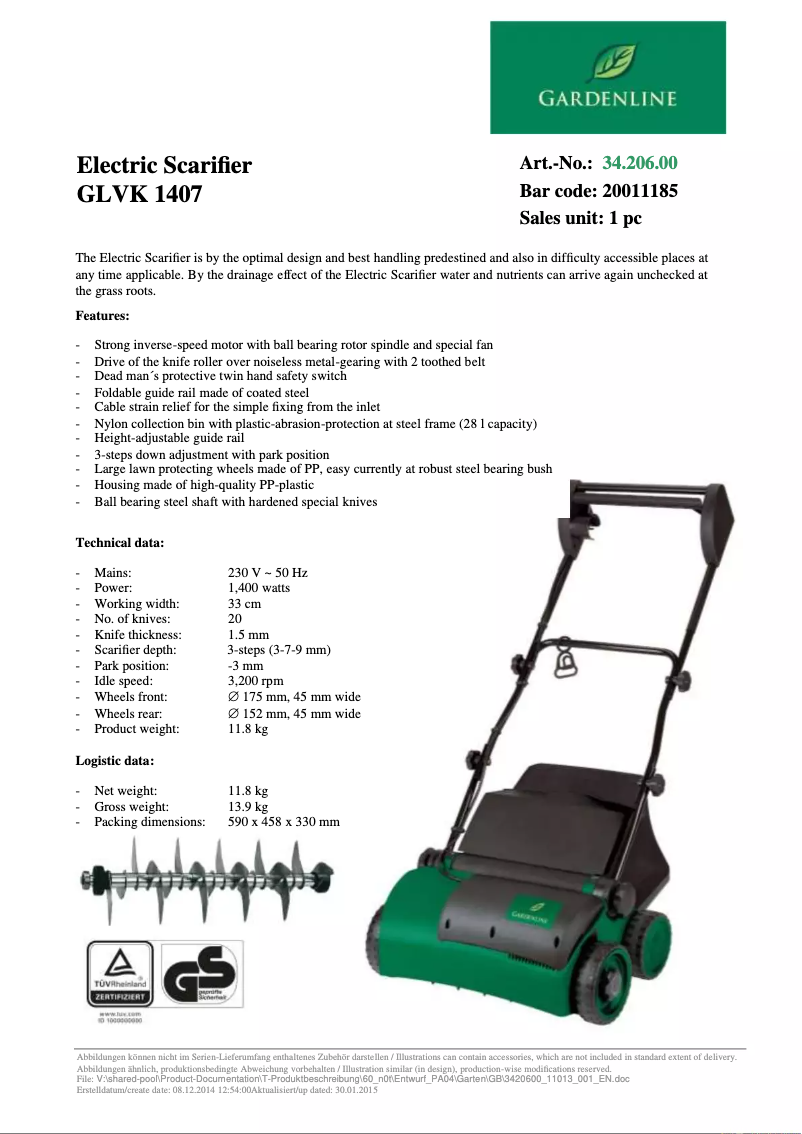 Página nº 1 - Manual de usuario Gardenline GLVK 1407