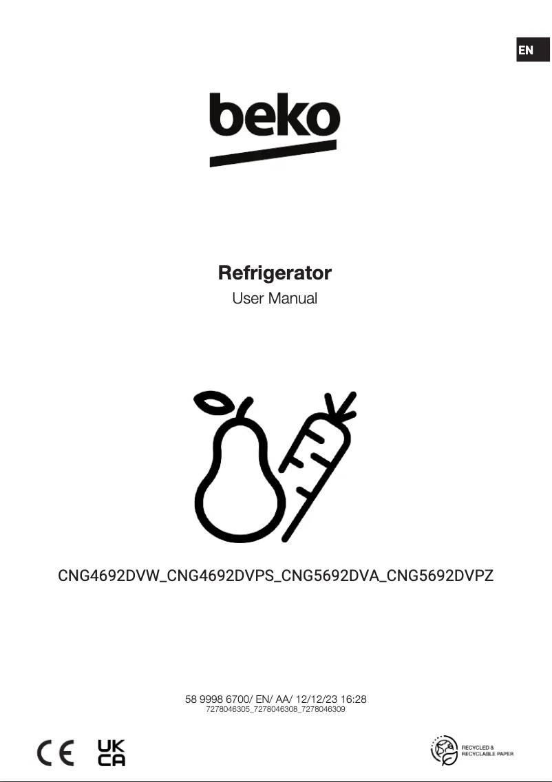 Página 1 del manual Manual de usuario Beko CNG5692DVPZ